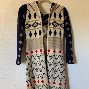 Patterned Knit Duster Cardigan